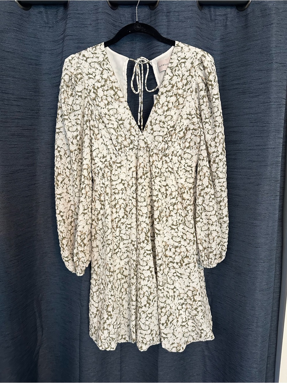 Adelyn Rae Cream Mini Dress with Olive Floral Print